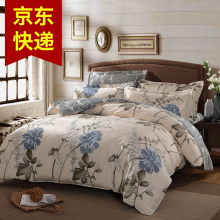 四件套 纯棉床上用品斜纹印花被套床单式套件 1.5-1.8米床通用