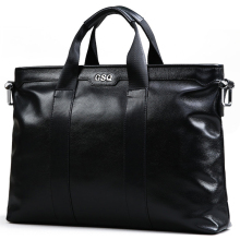 GSQ Gusiqi Men's Bag Casual Business Style Men's Cowhide Multi functional Briefcase Horizontal Handb